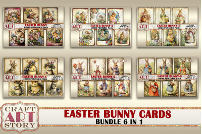 Vintage Easter Bunny Collage Digital picture printable cards