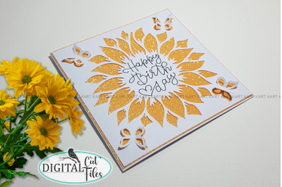 3D Popup Sunflower Birthday card svg Cricut cards