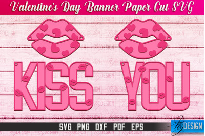 Valentine&amp;&23;039;s Day Banner Paper Cut | Paper Banner SVG | Love Design SVG