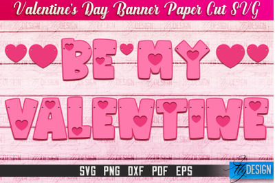 Valentine&#039;s Day Banner Paper Cut | Paper Banner SVG | Love Design SVG