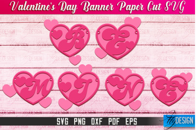 Valentine&amp;&23;039;s Day Banner Paper Cut | Paper Banner SVG | Love Design SVG