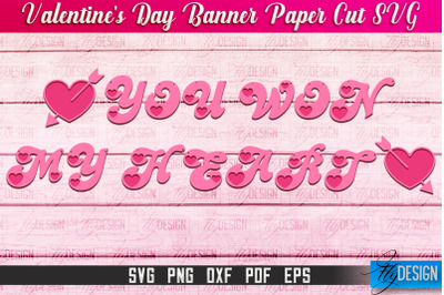 Valentine&#039;s Day Banner Paper Cut | Paper Banner SVG | Love Design SVG