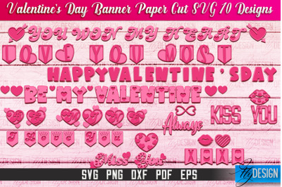 Valentine&amp;&23;039;s Day Banner Paper Cut | Paper Banner SVG | Love Design SVG