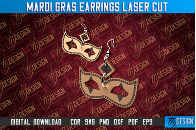 Mardi Gras Earrings Laser Cut | Accessories Laser Cut SVG Design | CNC