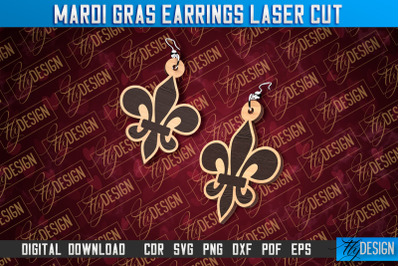 Mardi Gras Earrings Laser Cut | Accessories Laser Cut SVG Design | CNC
