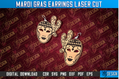 Mardi Gras Earrings Laser Cut | Accessories Laser Cut SVG Design | CNC