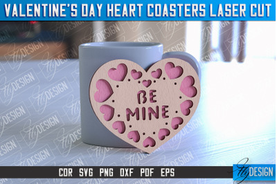 Valentine&#039;s Day Heart Coasters | Laser Cutting File | CNC File