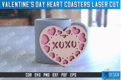 Valentine&#039;s Day Heart Coasters | Laser Cutting File | CNC File