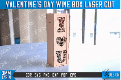 Valentine&#039;s Day Wine Box Laser Cut | Gift Wine Box Laser Cut Design |