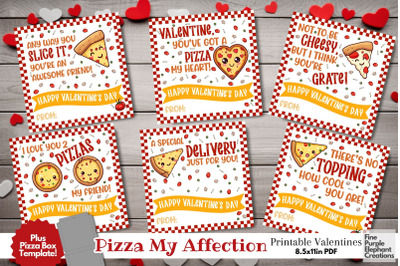Printable Kids Pizza Valentine Digital Paper Cards Pizza Box Template