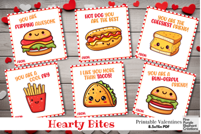 Printable Kid Junk Food Valentine Digital Paper Cards