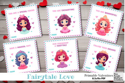 Printable Kid Magical Princess Valentine Digital Paper Card