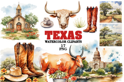 Texas Watercolor Clipart