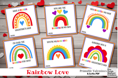 Printable Kid Boho Rainbow Valentine Digital Paper Card Bright Color