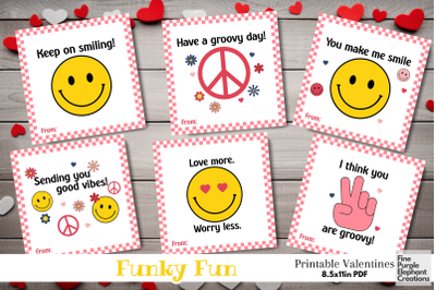 Printable Kid Retro Peace Smiley Face Valentine Digital Paper Card