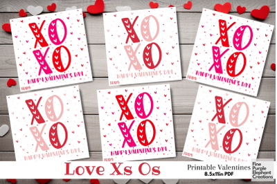 Printable Kids XOXO Hugs Kisses Valentine Digital Paper Card
