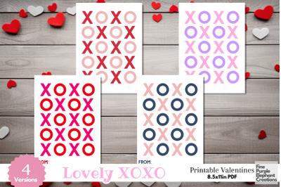 Printable Kids XOXO Valentine Hugs Kisses Digital Paper Card