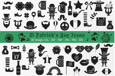 Saint Patricks Day Party Flat Icons svg | Lucky svg clipart | tribal s