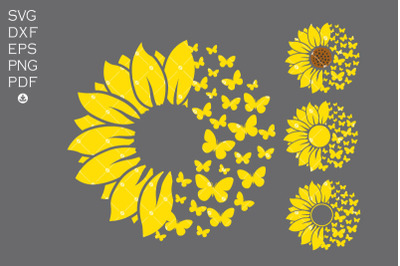 Sunflower Butterfly SVG Bundle,