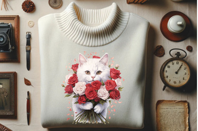 Roses Cuddle Cat PNG