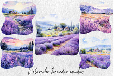Watercolor Lavender Meadows