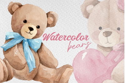 Watercolor teddy bears