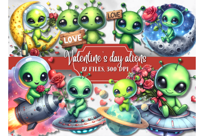 Valentine&#039;s day aliens clipart