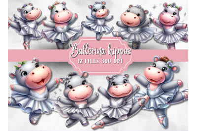 Ballerina hippos illustration