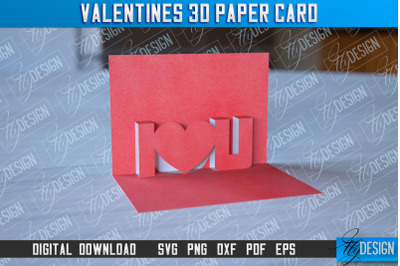 Valentines 3d Paper Card SVG | Valentines Design | SVG File