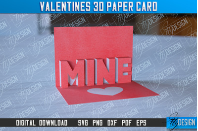 Valentines 3d Paper Card SVG | Valentines Design | SVG File