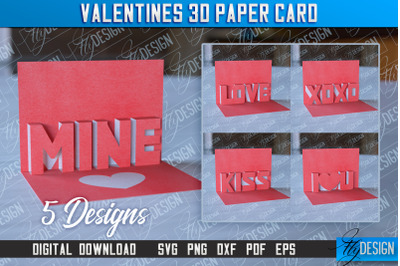 Valentines 3d Paper Card SVG | Valentines Design | SVG File