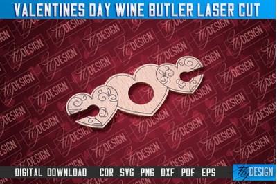 Valentine&#039;s Day Wine Butler | Valentine&#039;s Design | CNC File