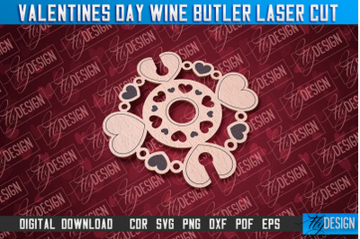 Valentine&#039;s Day Wine Butler | Valentine&#039;s Design | CNC File