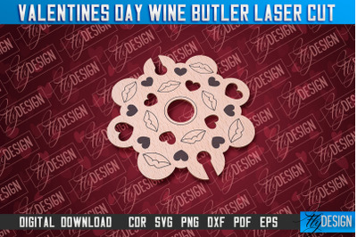 Valentine&#039;s Day Wine Butler | Valentine&#039;s Design | CNC File