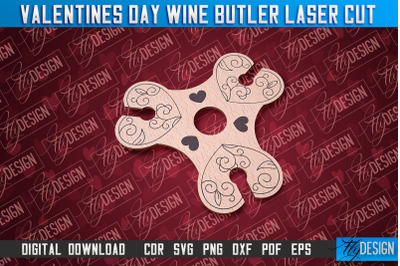 Valentine&#039;s Day Wine Butler | Valentine&#039;s Design | CNC File