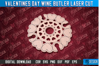 Valentine&#039;s Day Wine Butler | Valentine&#039;s Design | CNC File