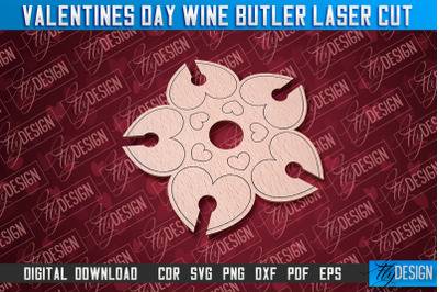 Valentine&#039;s Day Wine Butler | Valentine&#039;s Design | CNC File