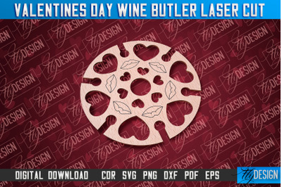 Valentine&#039;s Day Wine Butler | Valentine&#039;s Design | CNC File