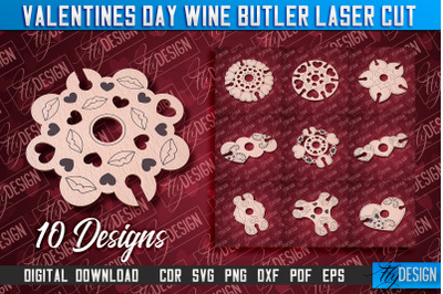 Valentine&#039;s Day Wine Butler | Valentine&#039;s Design | CNC File