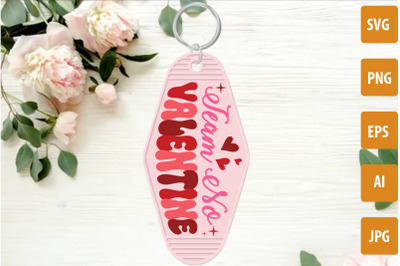 Team No Valentine SVG Cut File, Valentine&#039;s Day Motel Keychain SVG
