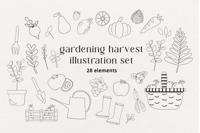 Gardening Harvest Clip Art. Minimal Line