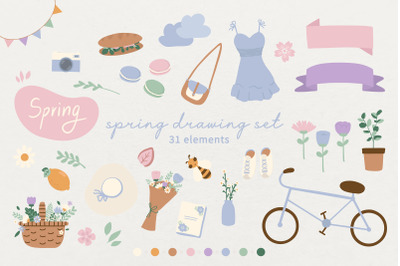 Cute Spring Holiday Clip Art Set