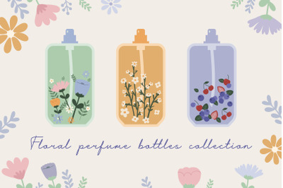 Floral Perfume Bottle Spring Clipart Set