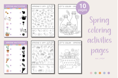 Spring Printable Coloring Activity Pages