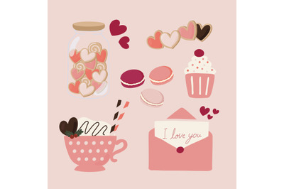 Valentine&#039;s Day Pastry Sweet Dessert Set
