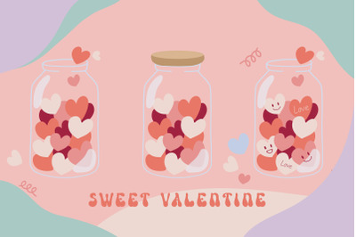 Valentine&#039;s Day Glass Jar of Heart Set