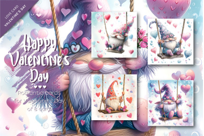 Gnomes in love. Cards for Valentine&#039;s Day.