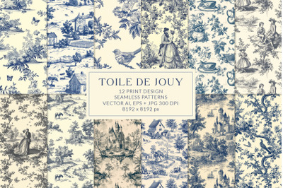 Toile De Jouy Print Design Patterns.