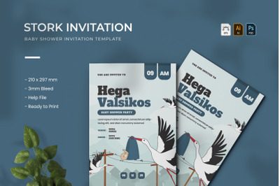 Stork - Baby Shower Invitation
