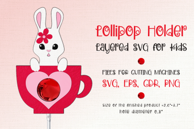 Bunny in a Cup | Lollipop Holder | Valentine Paper Craft Template